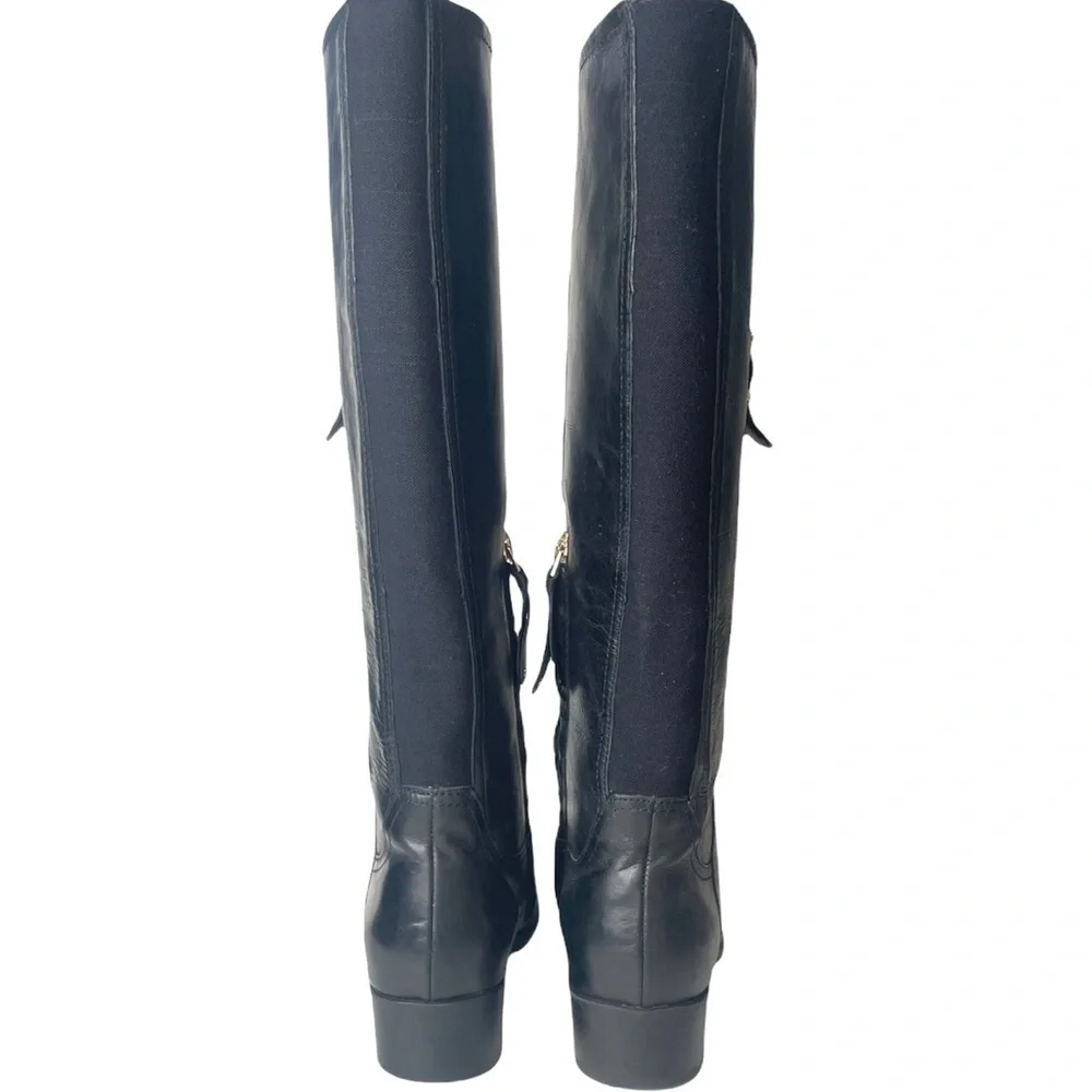 Lucca Lane Sashya Black Leather Knee High Riding Boots Size 6 Equestrian Chic